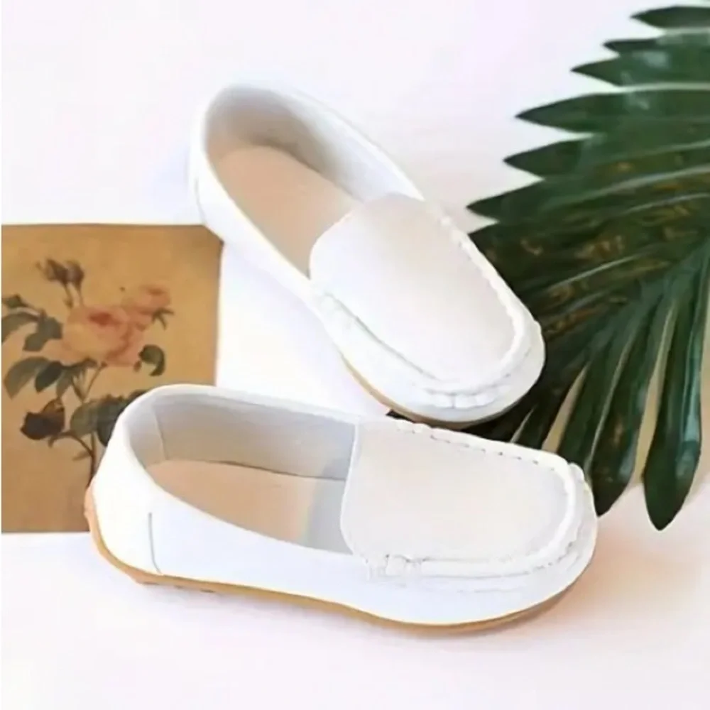 White Leather Moccasins with Slip-On Design